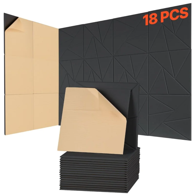 18 darabos akusztikus falpanel csomag 29,5 x 29,5 x 0,12 cm, öntapadós, fekete Alacsony ár
