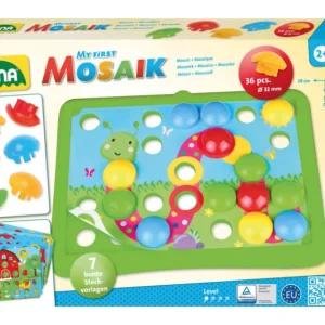 Prémium Mozaik sapka natúr 3.2cm sima 36db + sablonok 7db a legkisebbekhez, dobozban 33x24x4cm 24m+