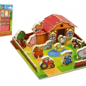 Szuper ajánlat Fa parasztház Első állataim 31x31cm 28db+szőnyeg dobozban MPZ