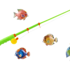 Szezonális akció Halas/horgász játék, mágneses műanyag, 4 db+műanyag rúd 44 cm, 2 szín kartonon