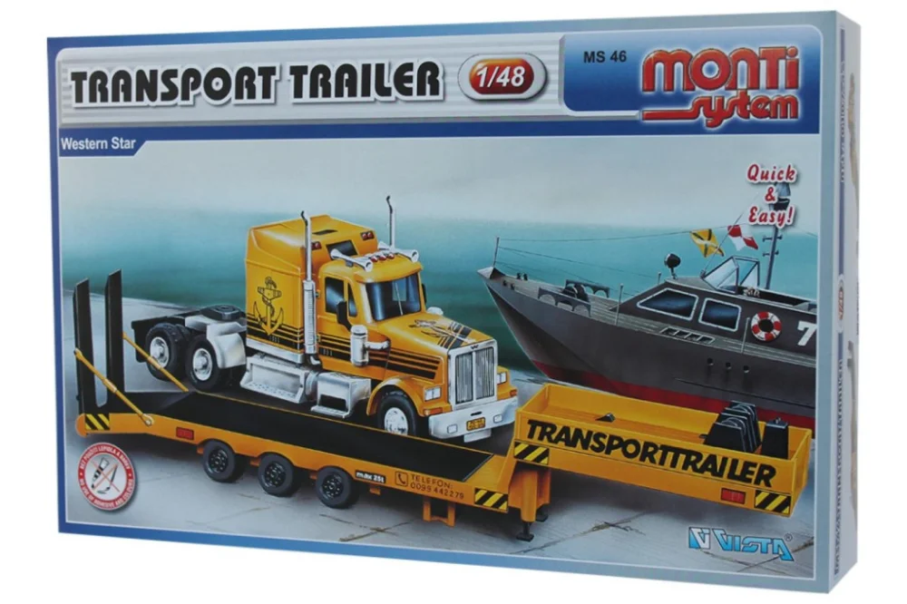 Olcsó Monti System MS 46 szállító utánfutó Western Star 1:48 készlet dobozban 32x20.5x7.5cm