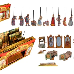 Utolsó esély Tűsarkú mese papírbábszínház 11 darab figura dobozban 52x32x6cm