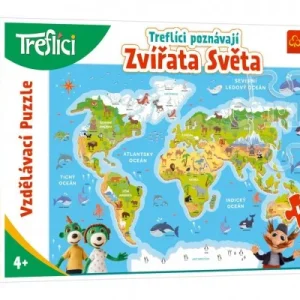 Treflíci puzzle: Fedezd fel a világ állatait 48 darabos 60x40cm, dobozban 33x23x6cm Alacsony ár