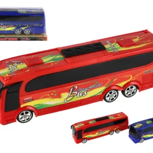 Akciós ár Műanyag busz 25cm lendkeréken 2 szín dobozban