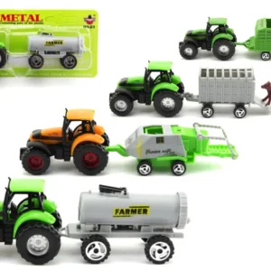 Traktor pótkocsival műanyag 16 cm 6 típus kartonon Szuper akció