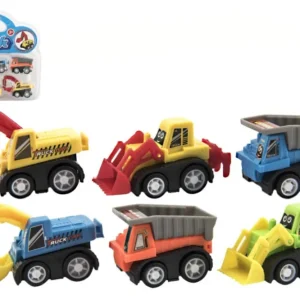 5 cm-es mini műanyag autókból álló készlet, 6 db-os építőipari járművek, bliszterben Bestseller