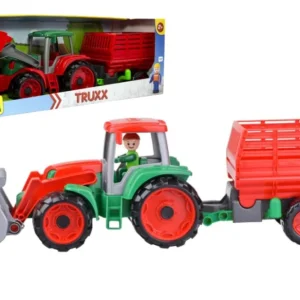 Auto Truxx traktor rakodó szénaszállító pótkocsival, figurával dobozban 53x19x16cm 24m+ Utolsó esély