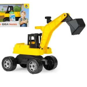 Sárga-fekete műanyag kotrógép Giga Trucks 70cm, dobozban 70x35x29cm Vedd meg most