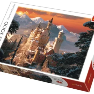 Azonnali szállítás Neuschwanstein téli kastély kirakó 3000 darabos 116x85cm, dobozban 40x27x9cm