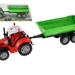 Traktor utánfutóval és dömperrel, műanyag, 35 cm, 2 szín, lendkerék, bliszteres csomagolásban Ajánlat