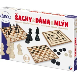 Szuper ajánlat Sakk, dáma, malombábuk és kövek társasjáték dobozban 35x23x4cm