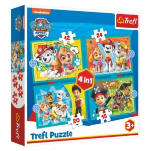 Puzzle 4 az 1-ben Happy Team Paw Patrol/Tlapková Patrola dobozban 28x28x6cm Olcsóbb