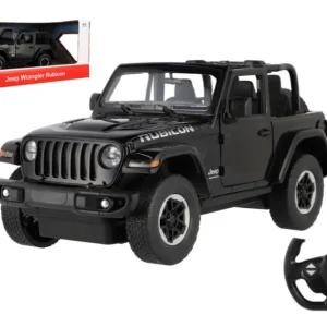RC autó Jeep Wrangler Rubicon RASTAR fekete műanyag 29cm 2.4GHz távirányító. Irányító ütőpánton. Rákos vázban. 44x19 Szezonális akció