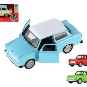 Welly Trabant 601 Classic fém/műanyag autó 11cm 1:34-39 szabadonfutó 4 szín egy dobozban 15x7x7cm Ingyenes szállítás