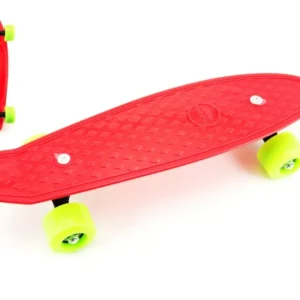 Árengedmény Gördeszka - pennyboard 43cm, teherbírás 60kg, fém tengelyek, piros, zöld kerekek
