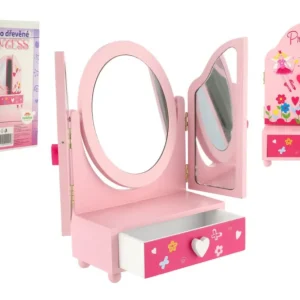 Tükrös ékszerdoboz Princess 3 részes fiókos fa 16x25x8cm dobozban Árcsökkenés