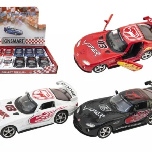 Végkiárusítás Kinsmart Dodge Viper GTS-R 1:36 12,5 cm-es fém/műanyag 4 színű pull-back autó
