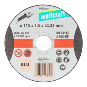 Wolfcraft Finomvágó korong színesfémhez és alumíniumhoz, d=1.5mm Ø115x22.2mm, egyenes, sarokcsiszolóhoz Akciós ár
