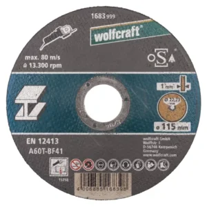 Wolfcraft Finomvágó korong fémhez, d=1mm Ø115x22.2mm, egyenes, sarokcsiszolóhoz Expressz szállítás