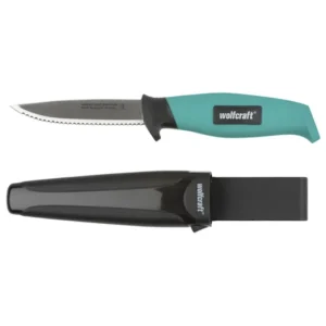 Wolfcraft Szabadidő kés, 95 mm, fogazott penge, késtokkal Exkluzív ajánlat