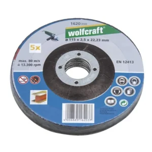 Wolfcraft 5db vágókorong fémhez, d=2.5mm Ø115x22.2mm, hajlított, sarokcsiszolóhoz Népszerű