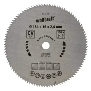 Wolfcraft Körfűrészlap, CV, kék sorozat, 100 fogú, Ø 184 x 16 x 2.4 mm Gyors szállítás