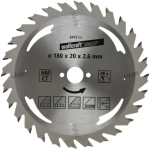 Wolfcraft Körfűrészlap, HM, barna sorozat, 22 fogú, Ø 180 x 20 x 2.4 mm Gyors kiszállítás