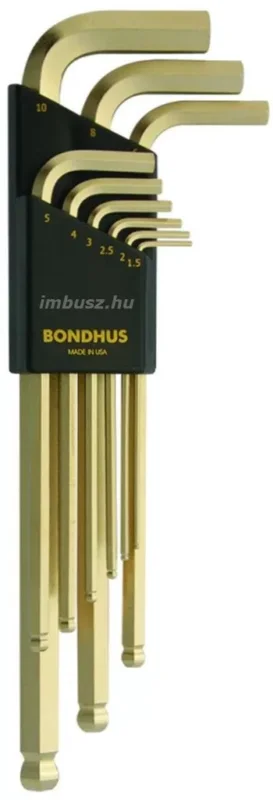 1,5-10mm L-imbuszkulcs készlet hosszú gömbvégű GoldGuard 14K arany bevonattal - BLX9MG - Bondhus - 38099 Szuper ajánlat